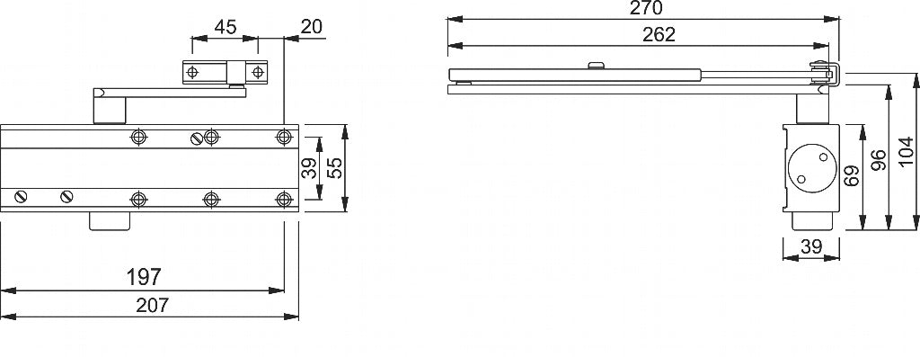 Arrone Silver Door Closer 2-4