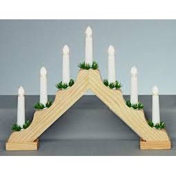 Premier Battery Operated 7 LED Wooden Candlebridge