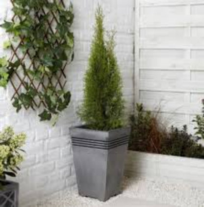 Sankey Milano Tall Square Planter Pewter 46cm Height