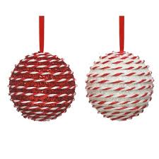 Kaemingk Bauble Foam Glitter Red/White