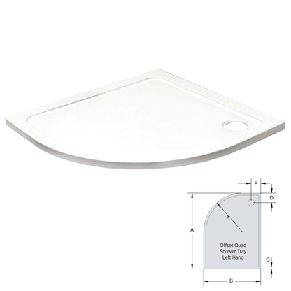 K-Vit 900 x 760mm LH Offset Quad Low Profile Tray