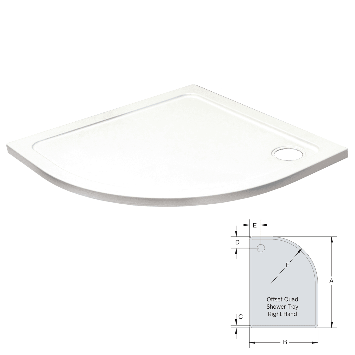 K-Vit 900 x 760mm RH Offset Quad Low Profile Tray