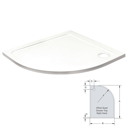 Bandeja cuádruple de perfil bajo con desplazamiento derecho de 900 x 760 mm K-Vit