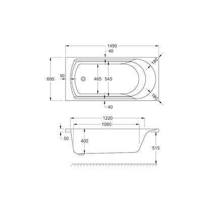 Ark SE 1500x700 Bath with Legs