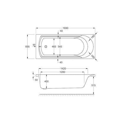 Ark SE 1700x700 Bath with Legs