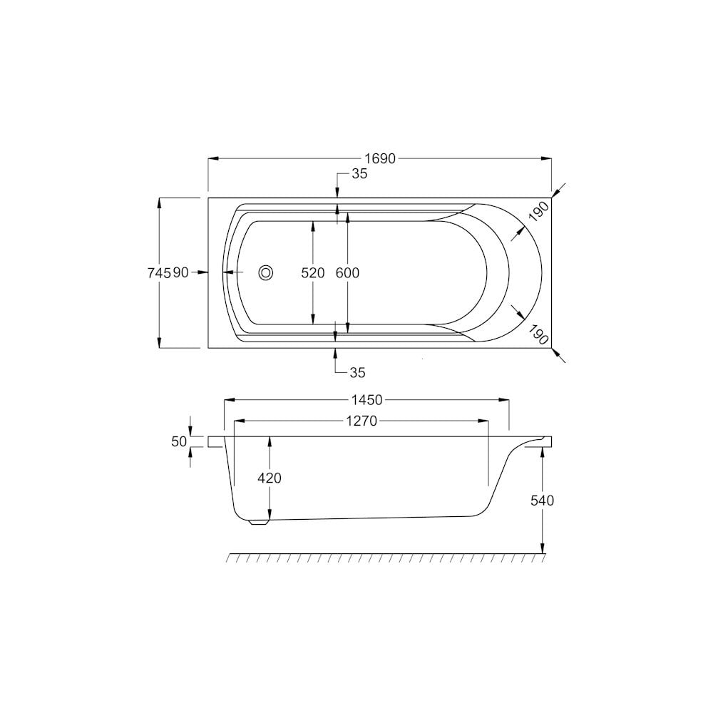 Ark SE 1700x750 Bath with Legs