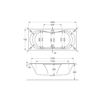 Ark Duo 1700x750 Bath with Legs