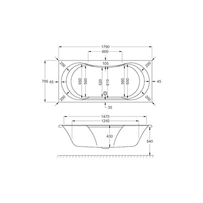 Ark Duo 1800x800 Bath with Legs