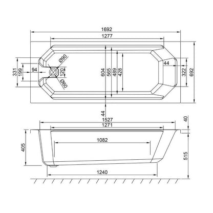 Astlea SE 1700x700 Bath with Legs