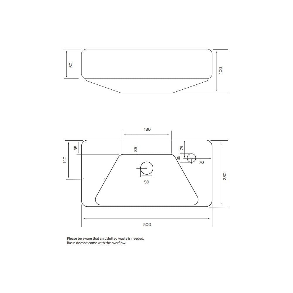 Lavabo Manto Cayo 500x300mm