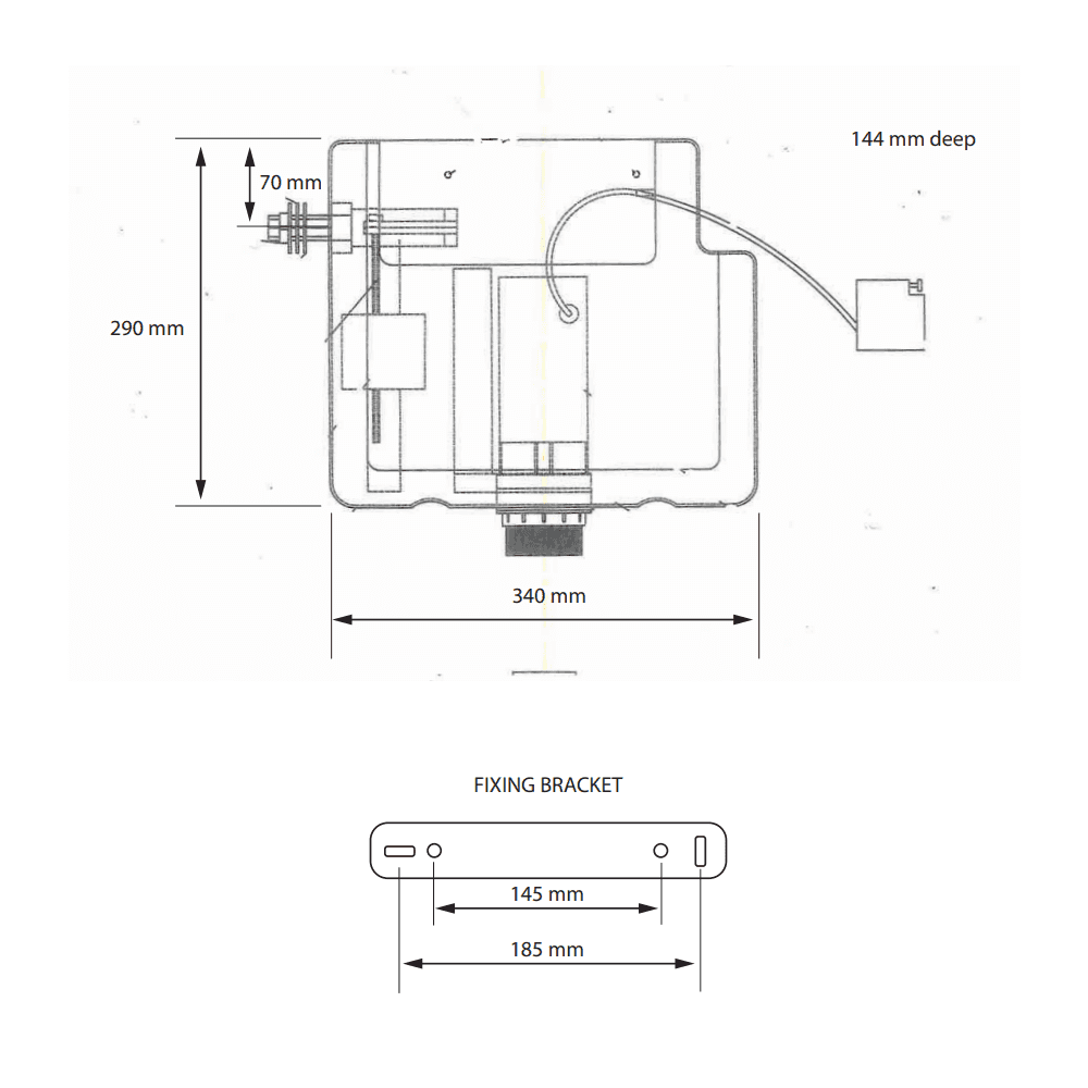 Cisterna oculta de doble descarga con acceso frontal y superior