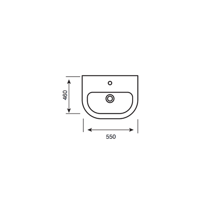 Eklipse 55cm 1th Washbasin