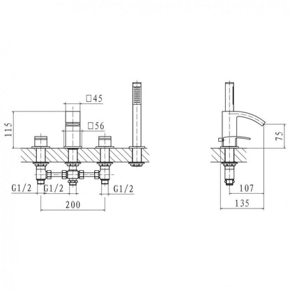 Flair 4 Hole Bath Shower Mixer