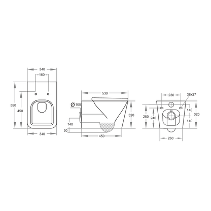 Genoa Square Wall Hung Pan