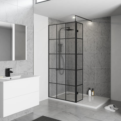 300mm Koncept Wet Room Swing Screen - Black Frame