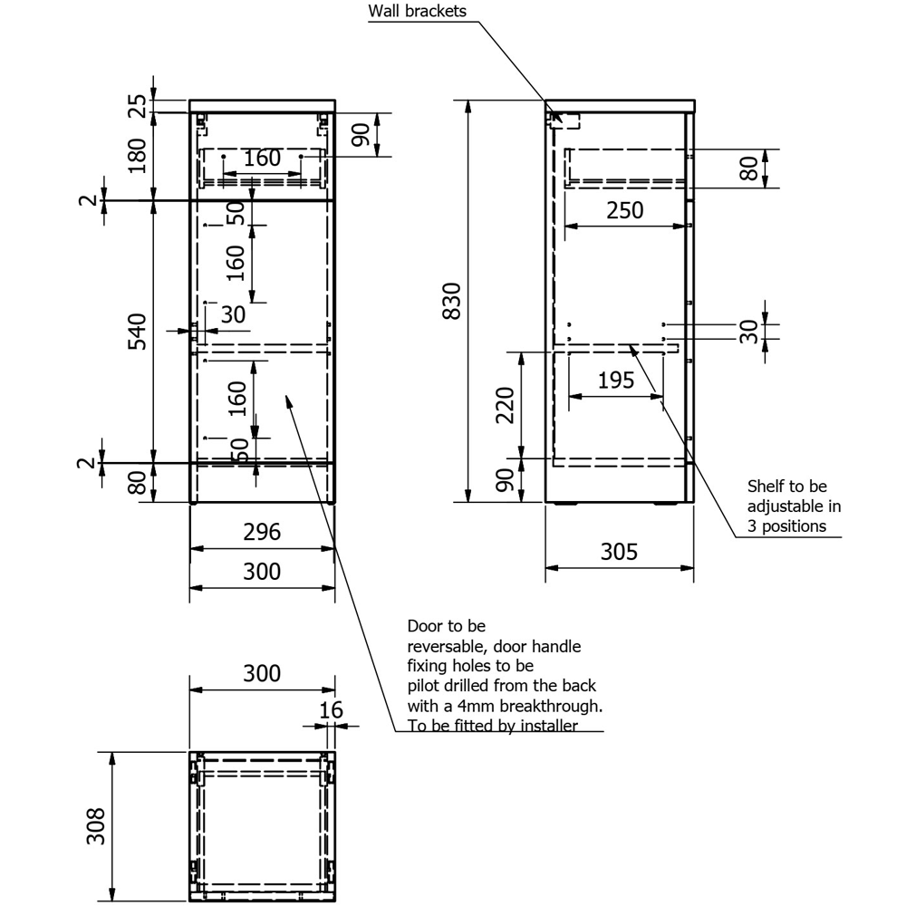 Impakt Door and Drawer Unit 300mm (300mm deep)