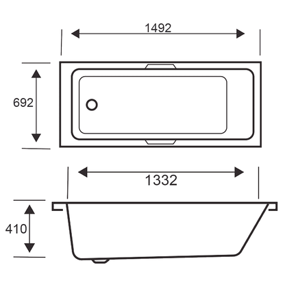 Luxe Gripped 1500x700 Bath with Legs