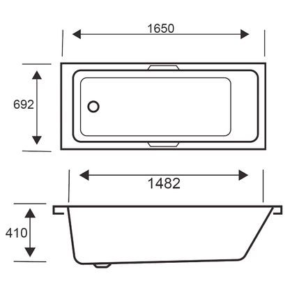 Luxe Gripped 1650x700 Bath with Legs