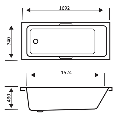 Luxe Gripped 1700x750 Bath with Legs