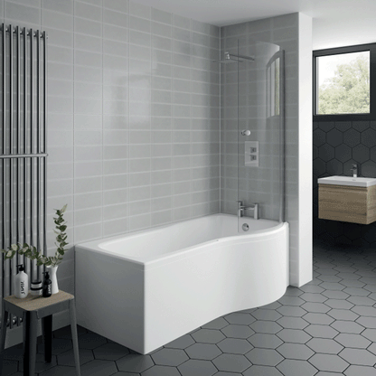 Oblique P Shaped Bath 1700x850mm R/H With Legs