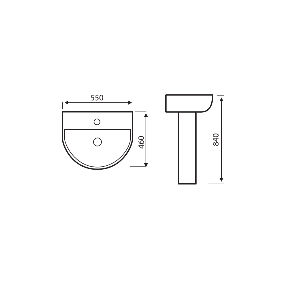 Lavabo Kameo 550mm 1TH