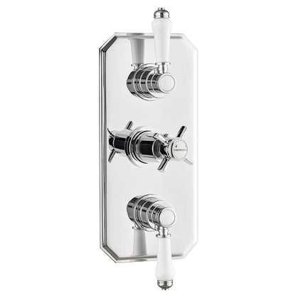 Robinet de douche thermostatique triple encastré Klassique, poignée traditionnelle (2 voies)