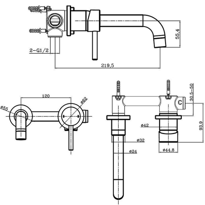 Nero Round Wall Mounted Basin Mixer