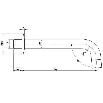 Wall Mounted Bath Spout Matt Black