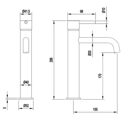 Nero Round Hi-Rise Mono Basin Mixer