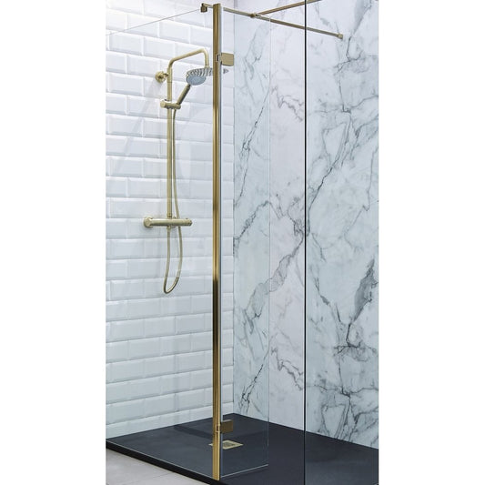 Brushed Brass 8mm Full Length Wetroom Screen 300x2000mm