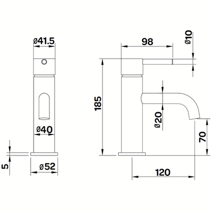 Mezclador monomando para lavabo Ottone, latón cepillado