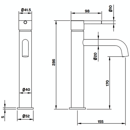 Mitigeur Mono Lavabo Haut Hauteur Ottone Laiton Brossé