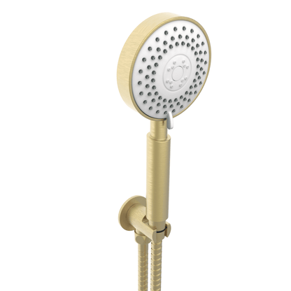 Round Wall Outlet Bracket with Handset & Hose Brushed Brass
