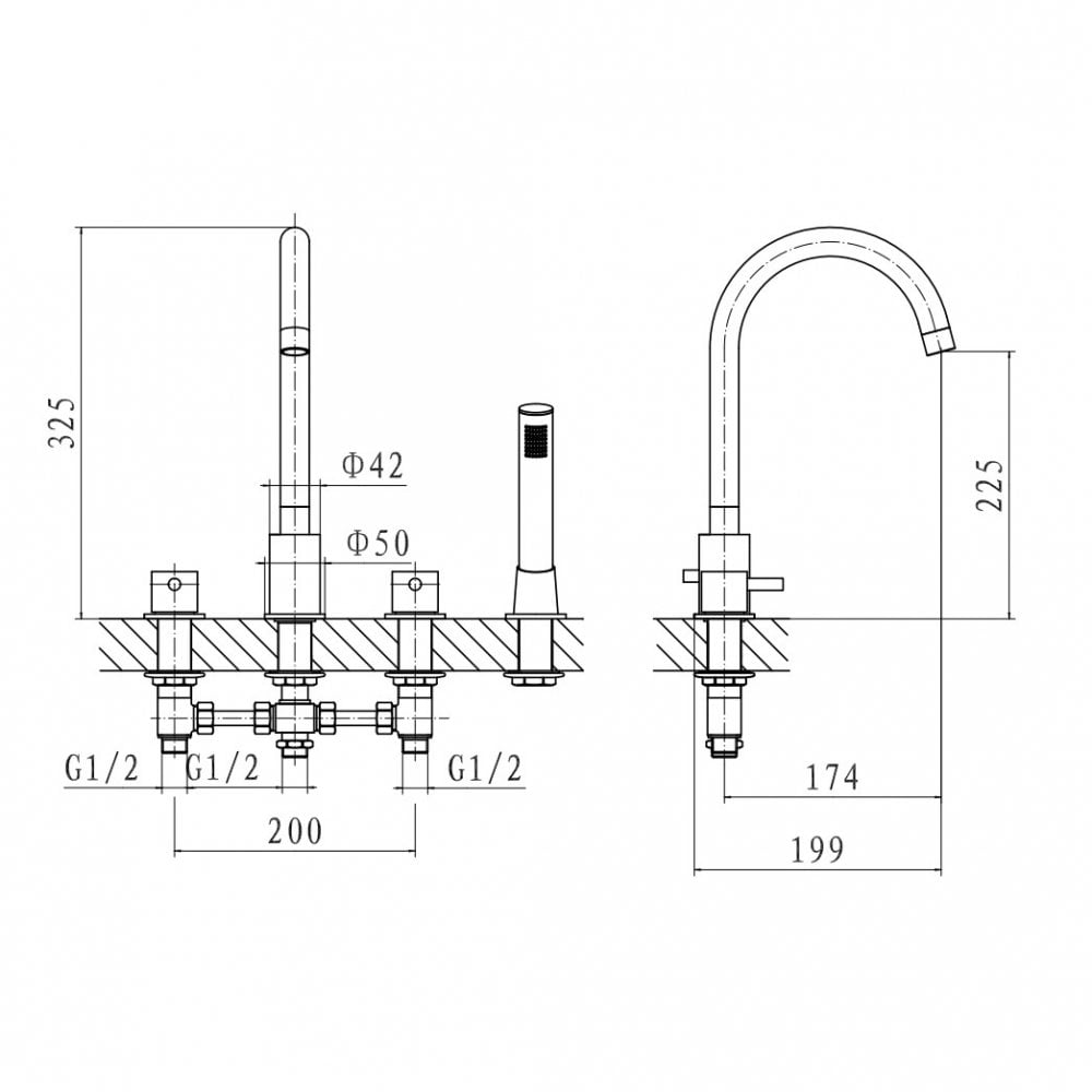 Plan 4 Hole Bath Shower Mixer