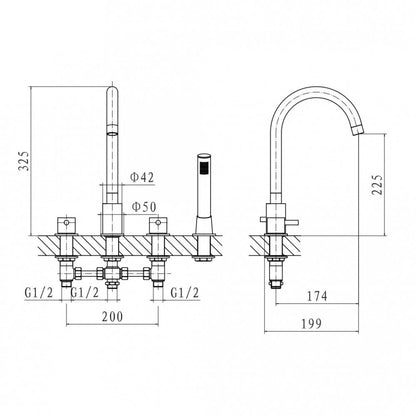 Plan 4 Hole Bath Shower Mixer