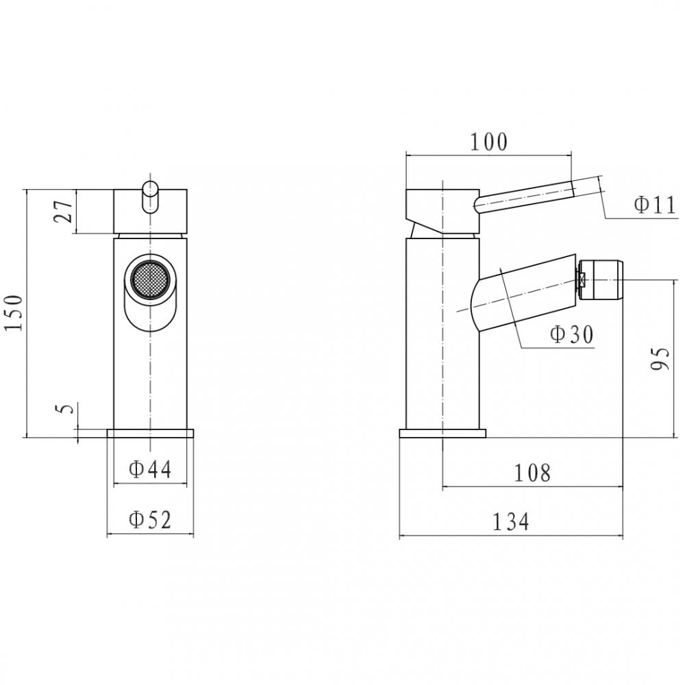 Plan Mélangeur de bidet mono