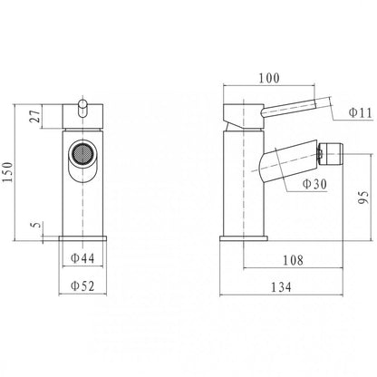 Plan Mélangeur de bidet mono