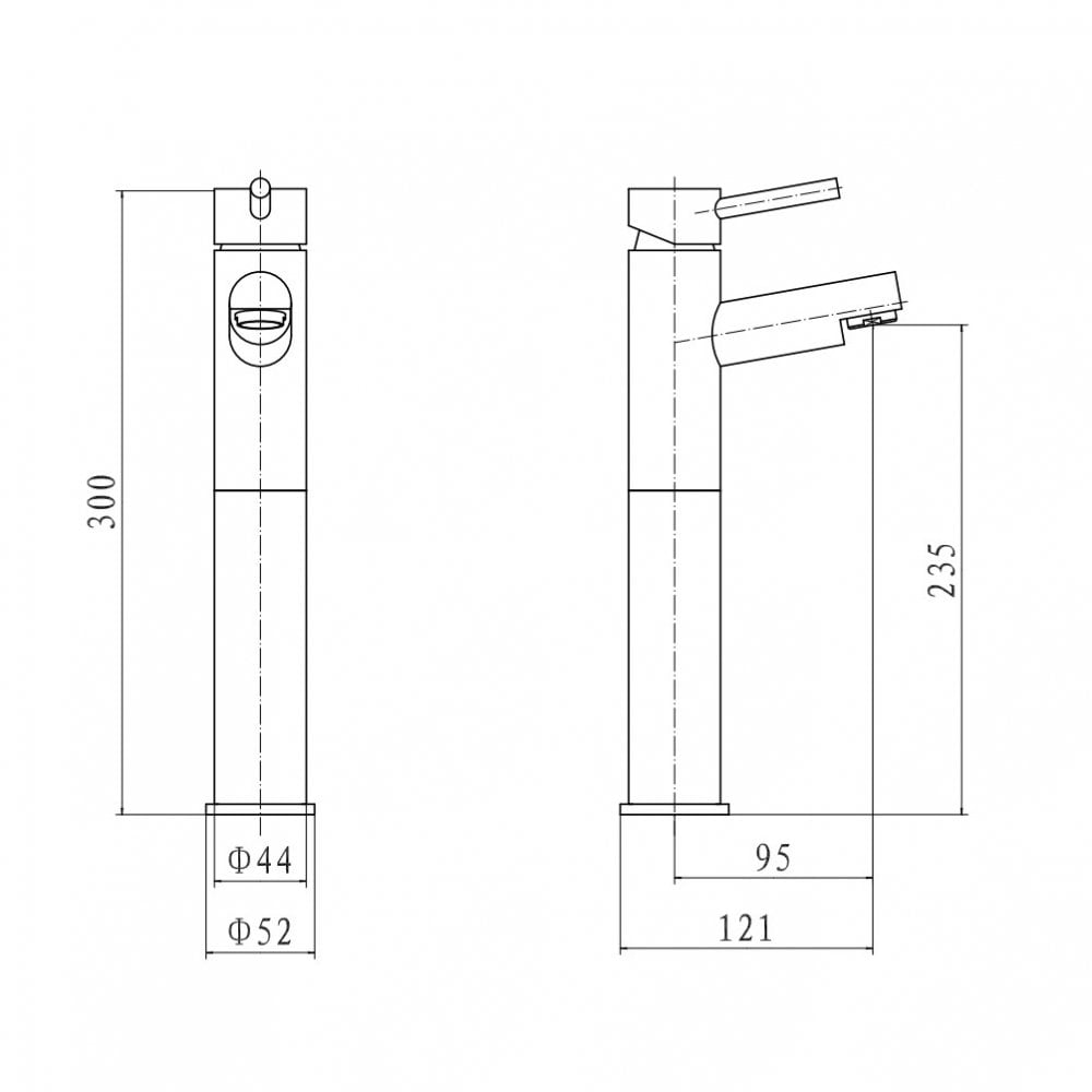 Mezclador monomando para lavabo Plan Hi Rise