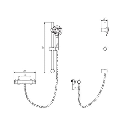 Plan Thermostatic Bar Shower with Adjustable Slide Rail Kit