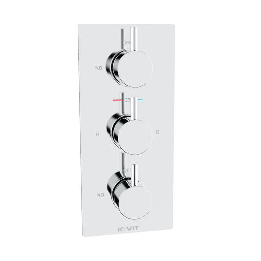 Válvula termostática de ducha oculta triple con mango redondo Plan (2 vías)