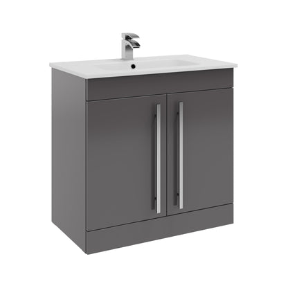 Purity 800mm 2 Door Floor Standing Unit Storm Grey Gloss