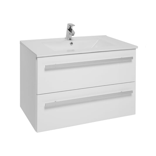 Purity 800mm 2 Drawer Wall Mounted Unit White