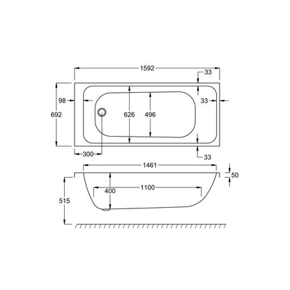 Refine 1600x700 Bath with Legs