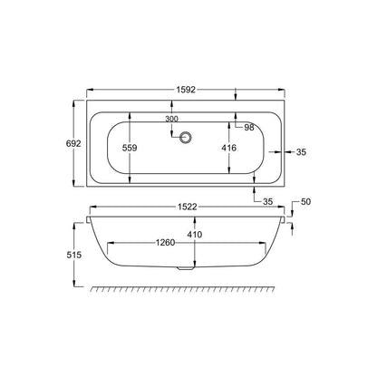 Refine Duo 1600x700 Bath with Legs