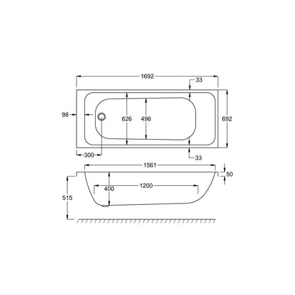 Refine 1700x700 Bath with Legs