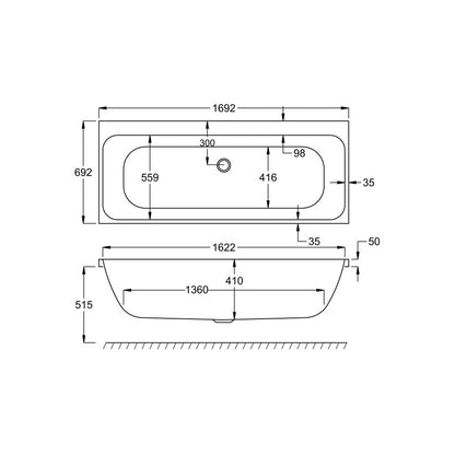 Refine Duo 1700x700 Bath with Legs