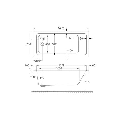 Spirit SE 1500x700 Bath with Legs