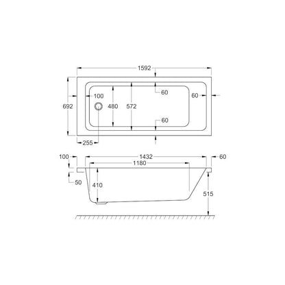 Spirit SE 1600x700 Bath with Legs