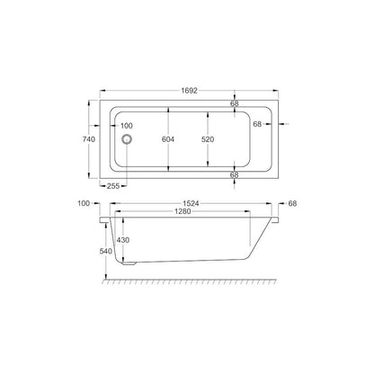 Spirit SE 1700x750 Bath with Legs