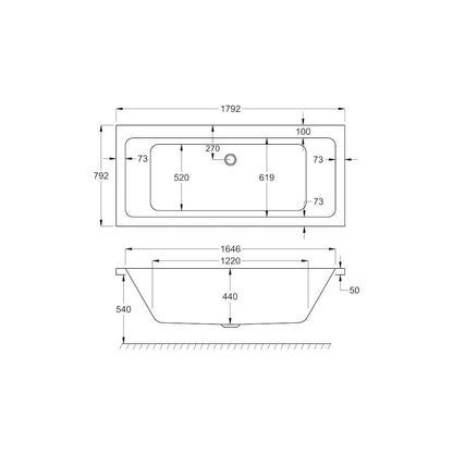 Spirit Duo 1800x800 Bath with Legs